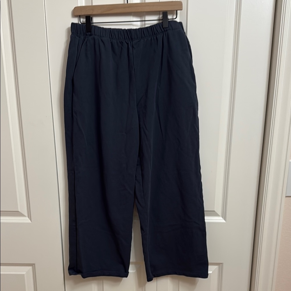 Women’s Patagonia wide legged Terry Cotton sweat pant, Navy size Large